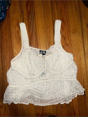 White Ruffled Cropped Tank Top